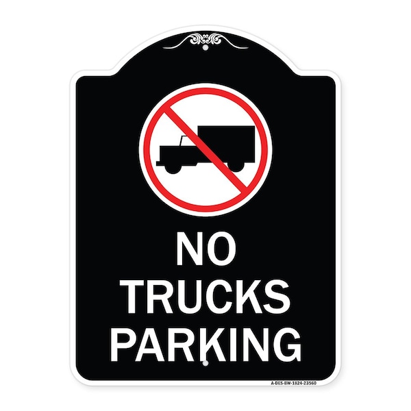 No Truck No Truck Parking WithHeavy-Gauge Aluminum Architectural Sign, 24" x 18", BW-1824-23560